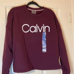 Calvin Klein| Women’s Relaxed Fit Logo Drop Shoulder Fleece pullover sweatshirt